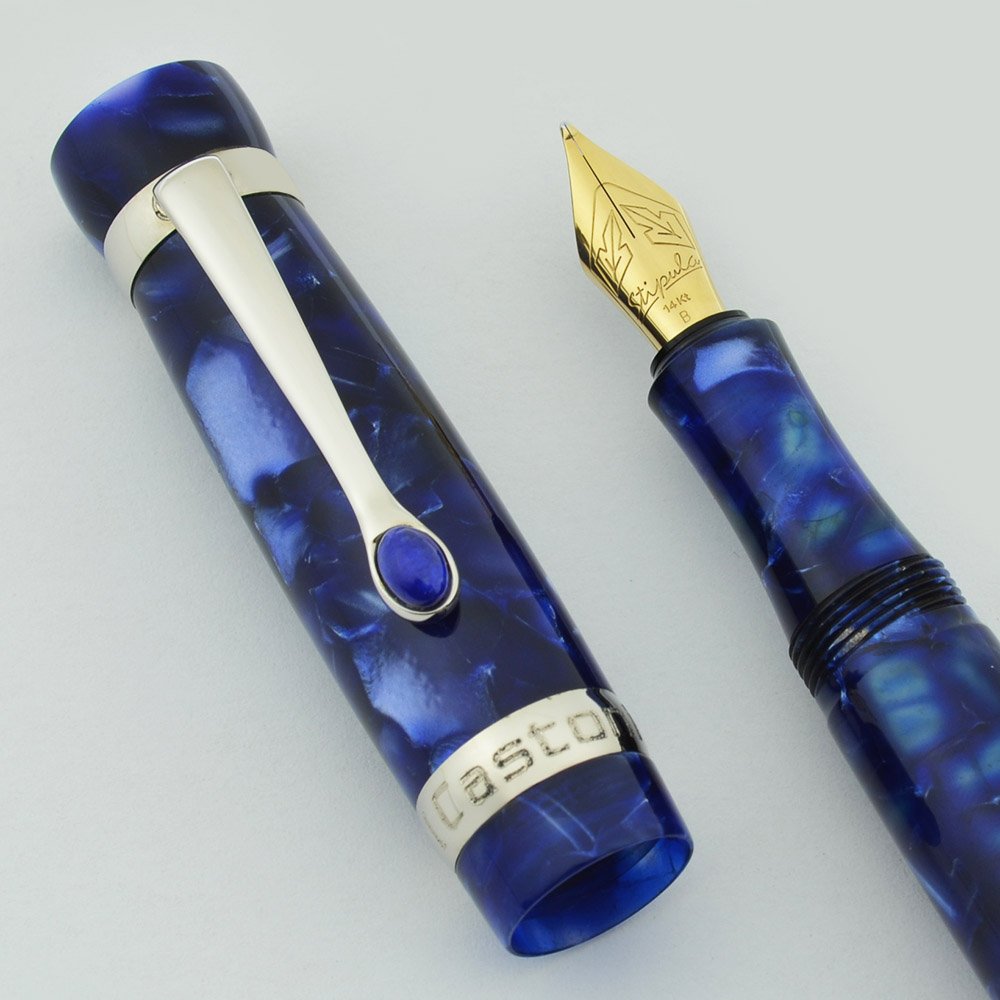 Stipula I Castoni Lapis (Blue) Fountain Pen - 14k Broad Nib (Near Mint,  Works Well)